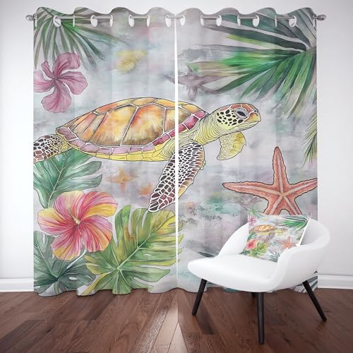 Kntnshac Tier Schildkröte Vorhänge Schlafzimmer, Ozean Seestern Vorhang Wohnzimmer, Grün Thermo Gardinen mit Ösen, 2er Set Curtains, H215 x B110 cm Kntnshac Tier Schildkröte Vorhänge Schlafzimmer, Ozean Seestern Vorhang Wohnzimmer, Grün Thermo Gardinen mit Ösen, 2er Set Curtains, H215 x B110 cm von Kntnshac