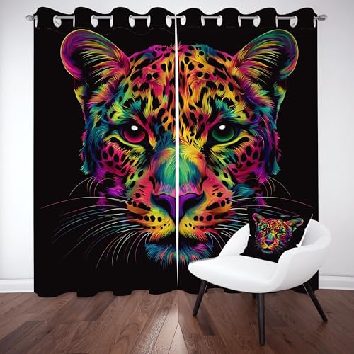 Kntnshac Tierdruckleopard Vorhänge Schlafzimmer, Abstrakter Sternenhimmel Vorhang Wohnzimmer, Schwarz Thermo Gardinen mit Ösen, 2er Set Curtains, H215 x B110 cm Kntnshac Tierdruckleopard Vorhänge Schlafzimmer, Abstrakter Sternenhimmel Vorhang Wohnzimmer, Schwarz Thermo Gardinen mit Ösen, 2er Set Curtains, H215 x B110 cm von Kntnshac