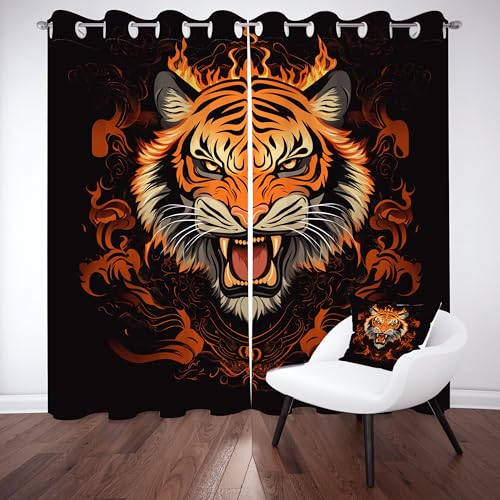 Kntnshac Tiermuster Tiger Vorhänge Schlafzimmer, Anime Wolf Vorhang Wohnzimmer, Schwarz Thermo Gardinen mit Ösen, 2er Set Curtains, H215 x B110 cm Kntnshac Tiermuster Tiger Vorhänge Schlafzimmer, Anime Wolf Vorhang Wohnzimmer, Schwarz Thermo Gardinen mit Ösen, 2er Set Curtains, H215 x B110 cm von Kntnshac