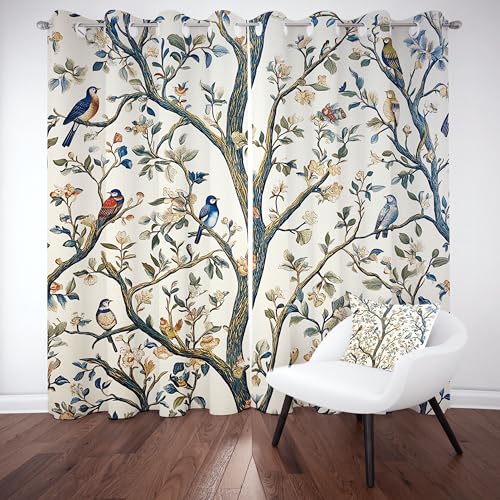 Kntnshac Tiervogel Vorhänge Schlafzimmer, Mittelalterliche Pflanzen Polyester Thermo Vorhang, Weiß Wohnzimmer Gardinen mit Ösen, 2er Set Curtains, H260 x B140 cm Kntnshac Tiervogel Vorhänge Schlafzimmer, Mittelalterliche Pflanzen Polyester Thermo Vorhang, Weiß Wohnzimmer Gardinen mit Ösen, 2er Set Curtains, H260 x B140 cm von Kntnshac