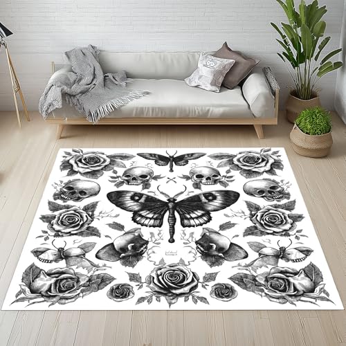 Kntnshac Totenkopf Motte Schmutzfangmatte Eingangsteppich 40x60 cm, Gotisch Schädel Pflanzen Blumen Blätter Kleiner Teppich rutschfest Waschbare fur Schlafzimmer Badezimmer Kinderzimmer Wohnzimmer Kntnshac Totenkopf Motte Schmutzfangmatte Eingangsteppich 40x60 cm, Gotisch Schädel Pflanzen Blumen Blätter Kleiner Teppich rutschfest Waschbare fur Schlafzimmer Badezimmer Kinderzimmer Wohnzimmer von Kntnshac
