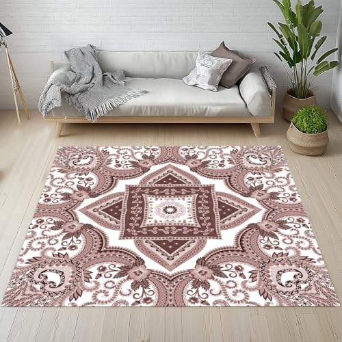 Kntnshac Tradition Paisley Teppich Flur rutschfest Waschbare 80x150 cm, Boho Mandala Vintage Ethnischer Stil Teppiche Kurzflor fur Schlafzimmer Badezimmer Kinderzimmer Wohnzimmer Küche Balkon von Kntnshac