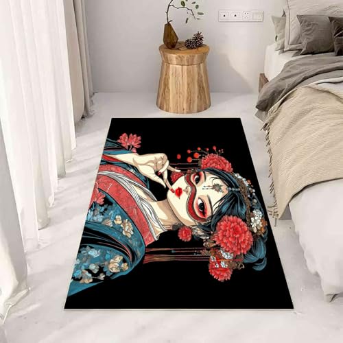 Kntnshac Traditionelle Oper Schmutzfangmatte Eingangsteppich 40x60 cm, Chinesischer Stil Süßes Mädchen Kleiner Teppich rutschfest Waschbare fur Schlafzimmer Badezimmer Kinderzimmer Wohnzimmer von Kntnshac