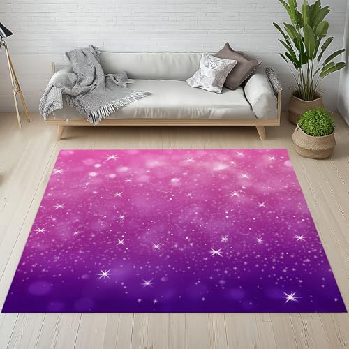 Kntnshac Universum Galaxis Teppich rutschfest Weich, Lila Nebel Fantasie Sternenhimmel Teppiche Kurzflor Waschbare fur Schlafzimmer Badezimmer Kinderzimmer Wohnzimmer 80x120 cm von Kntnshac