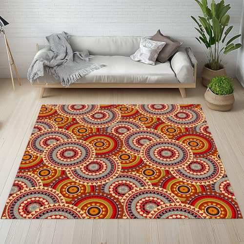 Kntnshac Vintage Bohemian Schmutzfangmatte Eingangsteppich 40x60 cm, Abstrakt Boho Mandala Blumen Medaillon Kleiner Teppich rutschfest Waschbare fur Schlafzimmer Badezimmer Kinderzimmer Wohnzimmer von Kntnshac