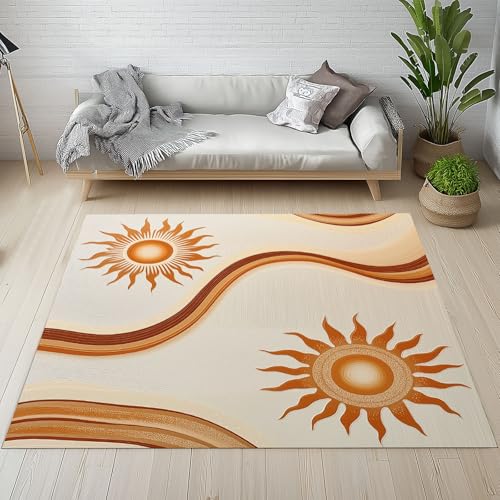 Kntnshac Vintage Bohemian Teppich 160x230, Sonne Linie Mid Century Teppiche Flur Weich rutschfest Waschbare fur Wohnzimmer Schlafzimmer Badezimmer Kinderzimmer Küche Balkon Esszimmer Kntnshac Vintage Bohemian Teppich 160x230, Sonne Linie Mid Century Teppiche Flur Weich rutschfest Waschbare fur Wohnzimmer Schlafzimmer Badezimmer Kinderzimmer Küche Balkon Esszimmer von Kntnshac
