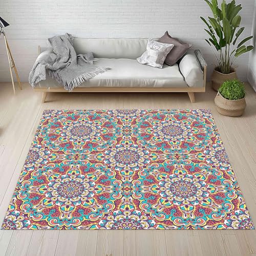 Kntnshac Vintage Bohemian Teppich Wohnzimmer Flur rutschfest Waschbare, Boho Mandala Paisley Medaillon Teppiche Kurzflor fur Schlafzimmer Badezimmer Kinderzimmer Küche Balkon 120x170 cm Kntnshac Vintage Bohemian Teppich Wohnzimmer Flur rutschfest Waschbare, Boho Mandala Paisley Medaillon Teppiche Kurzflor fur Schlafzimmer Badezimmer Kinderzimmer Küche Balkon 120x170 cm von Kntnshac