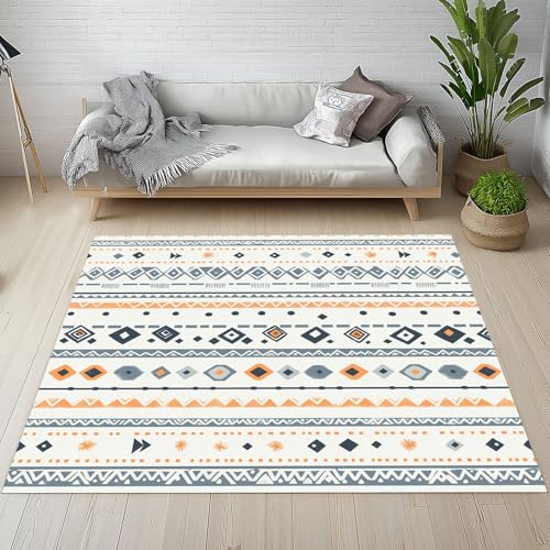 Kntnshac Vintage Boho Schmutzfangmatte Eingangsteppich 40x60 cm, Ethnischer Geometrisches Südwesten Tribal Kleiner Teppich rutschfest Waschbare fur Schlafzimmer Badezimmer Kinderzimmer Wohnzimmer von Kntnshac