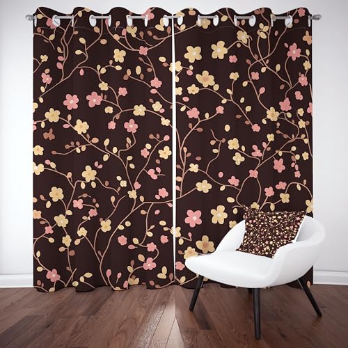 Kntnshac Vintage Pflanzen Vorhänge Schlafzimmer, Blumen Im Ländlichen Raum Polyester Thermo Vorhang, Farbe Wohnzimmer Gardinen mit Ösen, 2er Set Curtains, H260 x B140 cm Kntnshac Vintage Pflanzen Vorhänge Schlafzimmer, Blumen Im Ländlichen Raum Polyester Thermo Vorhang, Farbe Wohnzimmer Gardinen mit Ösen, 2er Set Curtains, H260 x B140 cm von Kntnshac