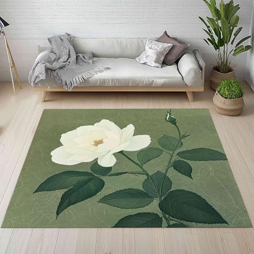 Kntnshac Weiß Blumenmuster Teppiche Kurzflor rutschfest Waschbare 200x200 cm, Natur Pastoralen Elegant Blüten Teppich Weich fur Schlafzimmer Badezimmer Kinderzimmer Küche Balkon Wohnzimmer Esszimmer Kntnshac Weiß Blumenmuster Teppiche Kurzflor rutschfest Waschbare 200x200 cm, Natur Pastoralen Elegant Blüten Teppich Weich fur Schlafzimmer Badezimmer Kinderzimmer Küche Balkon Wohnzimmer Esszimmer von Kntnshac