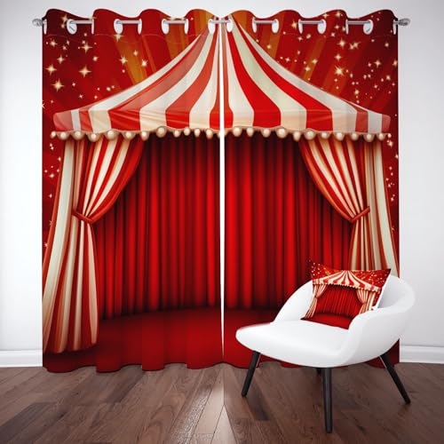 Kntnshac Zirkus Zelt Vorhang mit Ösen Verdunkelung, Rot Weiß Streifen Verdunkelungsvorhänge Schlafzimmer, Sternenhimmel Gardinen Blickdicht mit Ösen Thermo Schallschutz 2er Set 160x106 cm Kntnshac Zirkus Zelt Vorhang mit Ösen Verdunkelung, Rot Weiß Streifen Verdunkelungsvorhänge Schlafzimmer, Sternenhimmel Gardinen Blickdicht mit Ösen Thermo Schallschutz 2er Set 160x106 cm von Kntnshac