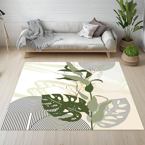Tropische Pflanzen Teppiche Kurzflor Rutschfest Waschbare 200x200 cm, Geometrische Linien Abstrakt Blätter Teppich Weich fur Schlafzimmer Badezimmer Kinderzimmer Küche Balkon Wohnzimmer Esszimmer Tropische Pflanzen Teppiche Kurzflor Rutschfest Waschbare 200x200 cm, Geometrische Linien Abstrakt Blätter Teppich Weich fur Schlafzimmer Badezimmer Kinderzimmer Küche Balkon Wohnzimmer Esszimmer von Kntnshac