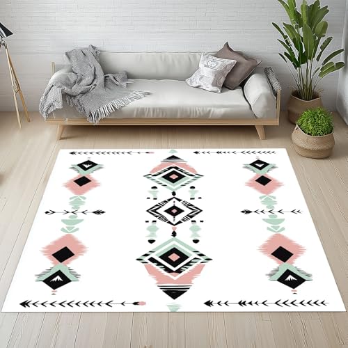 Vintage Aztekenmuster Teppiche Kurzflor Rutschfest Waschbare 200x200 cm, Ureinwohner Amerikas Ethno Stil Teppich Weich fur Schlafzimmer Badezimmer Kinderzimmer Küche Balkon Wohnzimmer Esszimmer Vintage Aztekenmuster Teppiche Kurzflor Rutschfest Waschbare 200x200 cm, Ureinwohner Amerikas Ethno Stil Teppich Weich fur Schlafzimmer Badezimmer Kinderzimmer Küche Balkon Wohnzimmer Esszimmer von Kntnshac