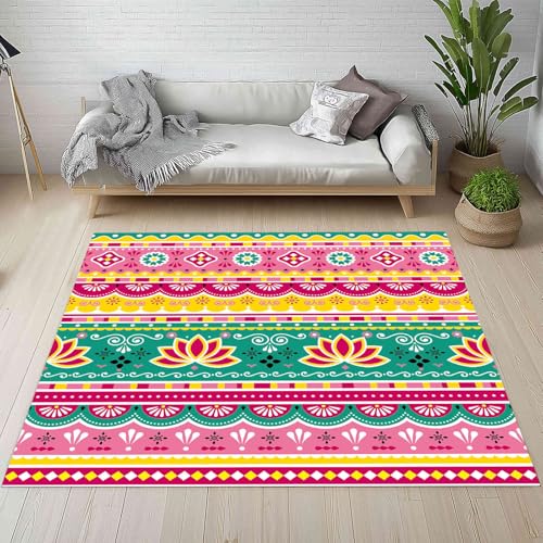 Vintage Bohemian Teppich Flur Rutschfest Waschbare 140x200 cm, Indi Ethnische Abstrakt Blumen Teppiche Weich Kurzflor fur Schlafzimmer Badezimmer Wohnzimmer Kinderzimmer Küche Balkon Esszimmer Vintage Bohemian Teppich Flur Rutschfest Waschbare 140x200 cm, Indi Ethnische Abstrakt Blumen Teppiche Weich Kurzflor fur Schlafzimmer Badezimmer Wohnzimmer Kinderzimmer Küche Balkon Esszimmer von Kntnshac
