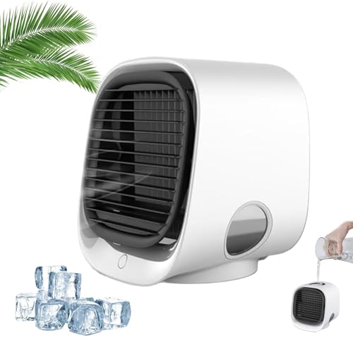 Frostyfuse Air Conditioner, Frostyfuse Air Cooler, Airabreeze Air Cooler with LED Nightlight, USB Powered Cooler Fan with Water Cooling Quiet, 3 Speed Levels, 300 ml Tank (White) von Knubbuf