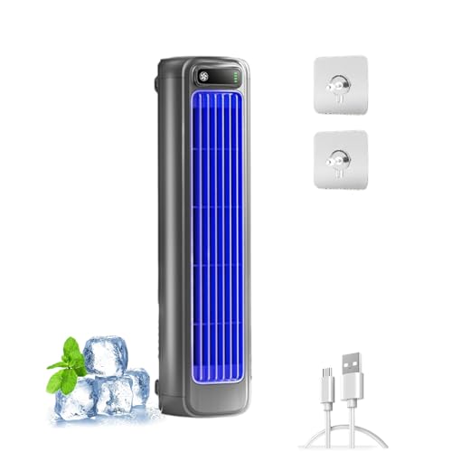 Sherum Cooling Ace Klimagerät, Cooling Ace Portable Cooling Fan, Quiet Personal Air Cooler, Adjustable Desktop Tower Fan with 3 Speeds & LED Screen, Cordless, Rechargeable (A-Gray) von Knubbuf