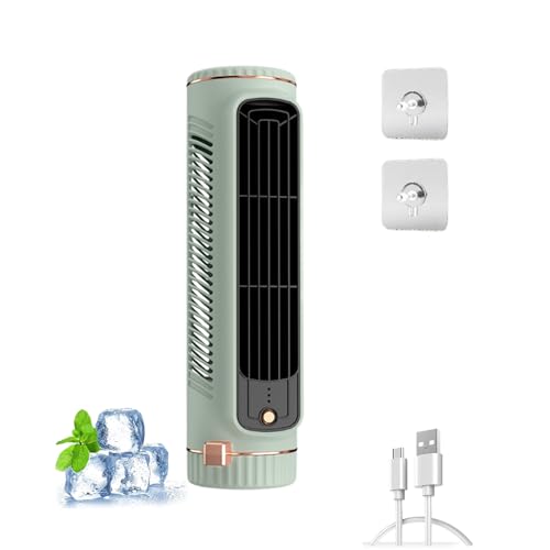Sherum Cooling Ace Klimagerät, Cooling Ace Portable Cooling Fan, Quiet Personal Air Cooler, Adjustable Desktop Tower Fan with 3 Speeds & LED Screen, Cordless, Rechargeable (B-Green) von Knubbuf