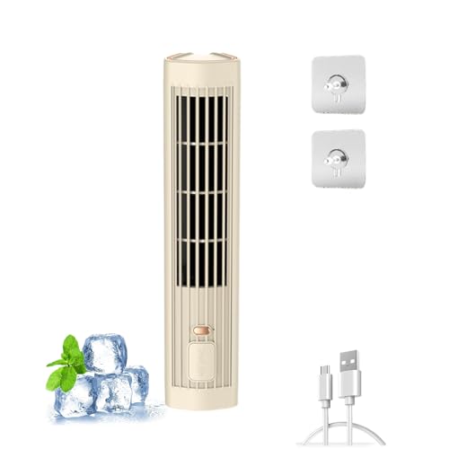 Sherum Cooling Ace Klimagerät, Cooling Ace Portable Cooling Fan, Quiet Personal Air Cooler, Adjustable Desktop Tower Fan with 3 Speeds & LED Screen, Cordless, Rechargeable (C-Beige) von Knubbuf