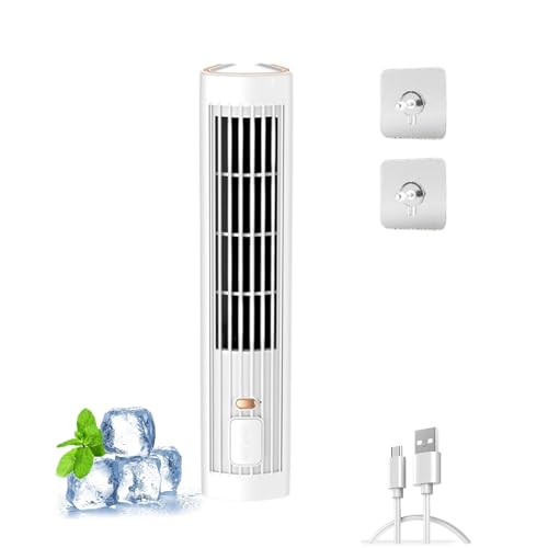 Sherum Cooling Ace Klimagerät, Cooling Ace Portable Cooling Fan, Quiet Personal Air Cooler, Adjustable Desktop Tower Fan with 3 Speeds & LED Screen, Cordless, Rechargeable (C-White) von Knubbuf