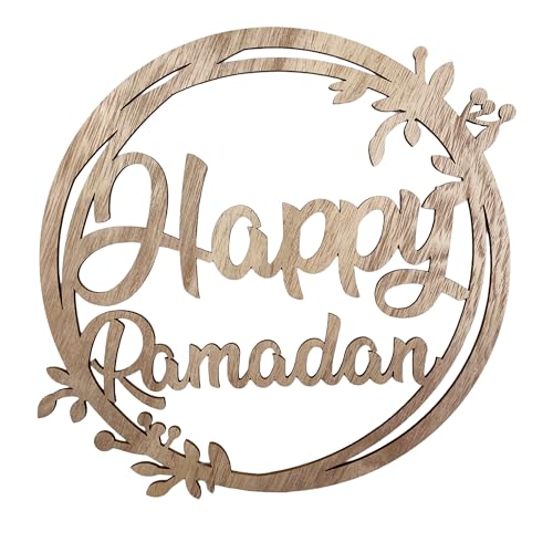 KNÜLLERMARKT Holz Schild Happy Ramadan Ø ca. 25 cm Natur Fastenmonat Ramadan Deko von Knüllermarkt