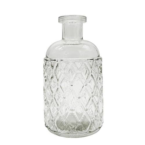 KNÜLLERMARKT Mini Glas Vase Klar strukturiert ca. 13 cm Tischdeko Tisch Verlobung Blumenstrauß Blumen Blume Dekoration von Knüllermarkt