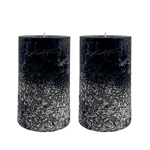 Knüllermarkt 32890 I Stumpenkerzen schwarz silber 2er Set Kerzen Dekoration deko gemütlich Flair Gestecke Gesteck Weihnachten Weihnachtszeit Geburtstage Hochzeit Tischdeko Fensterbank Anlässe Kommoden von Knüllermarkt