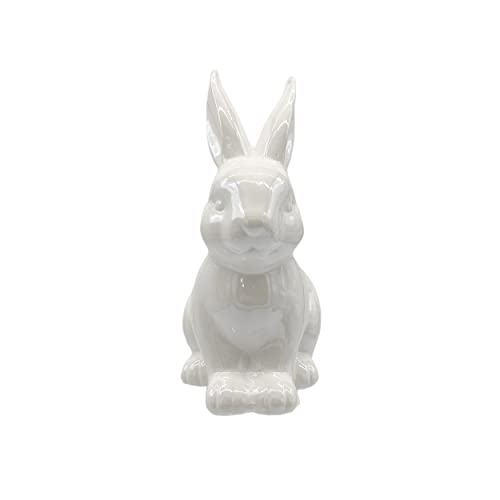 Knüllermarkt 33745-001 I Keramik Osterhase | weiß ca. 15,5 cm I Osterdeko Heimdeko I Frühling Frühjahr Tischdeko Ostern von Knüllermarkt