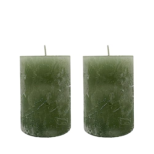 Knüllermarkt 35257 I Stumpenkerzen Khaki 2er Set Kerzen Dekoration deko gemütlich Flair Gestecke Gesteck Advent Adventskranz Weihnachten Hochzeit Tischdeko von Knüllermarkt