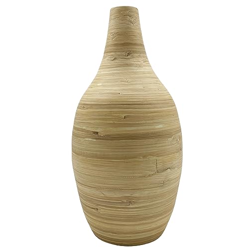 Knüllermarkt 35428 I Bambus Tischvase 40cm Natur I Boho Blumenvase Bodenvase I Vase Creme Minimalistisch von Knüllermarkt