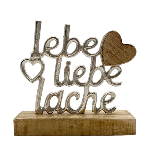 Knüllermarkt Aufsteller/Schriftzug Lebe Liebe Lache Silber/Natur ca. 18 cm Dekoration von Knüllermarkt
