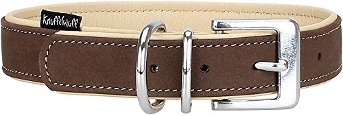 Knuffelwuff 13957-002 Weiches Nubuk Lederhalsband Orlando, S, braun/beige von Knuffelwuff