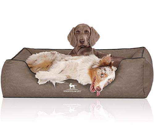 Knuffelwuff Hundebett Scottsdale aus Kunstleder XL 105 x 75cm Stone von Knuffelwuff