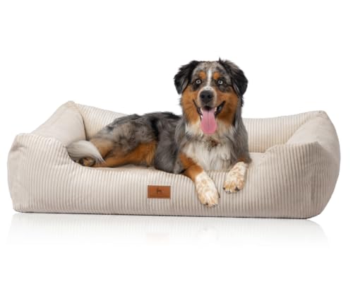 Knuffelwuff Hundebett aus Cord mit Handwebcharakter Olivia XXL 120 x 85cm Beige - Abnehmbarer Bezug - waschbar - für große, mittelgroße und kleine Hunde Knuffelwuff Hundebett aus Cord mit Handwebcharakter Olivia XXL 120 x 85cm Beige - Abnehmbarer Bezug - waschbar - für große, mittelgroße und kleine Hunde von Knuffelwuff