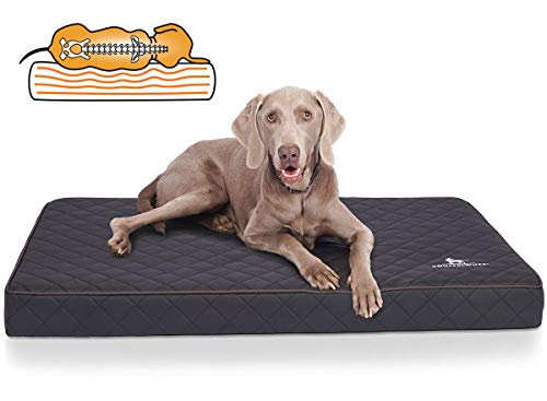 Knuffelwuff Orthopädische Hundematte Juna Hundebett aus laser gestepptem Kunstleder waschbar Hunde ortho orthopädisch memory XXL 110x66cm Schwarz von Knuffelwuff