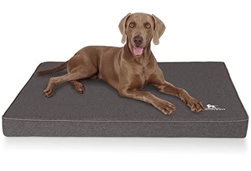 Knuffelwuff Orthopädische Hundematte Nantucket aus Velours mit Handwebcharakter XXXL 135 x 90cm Anthrazit - Abnehmbarer Bezug - waschbar - für große, mittelgroße und kleine Hunde von Knuffelwuff