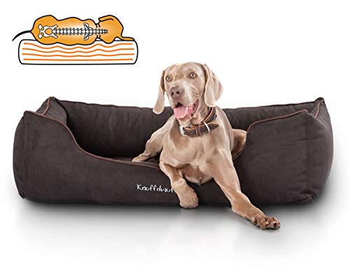 Knuffelwuff Orthopädisches Hundebett Amelie aus Velours mit Handwebcharakter XXL 120 x 85cm Schwarz - abnehmbarer Bezug - waschbar - für große, mittelgroße und kleine Hunde von Knuffelwuff