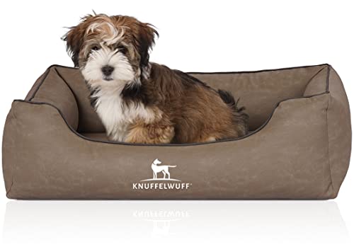 Knuffelwuff Orthopädisches Hundebett Rockland aus Kunstleder M-L 85 x 63cm Stone von Knuffelwuff