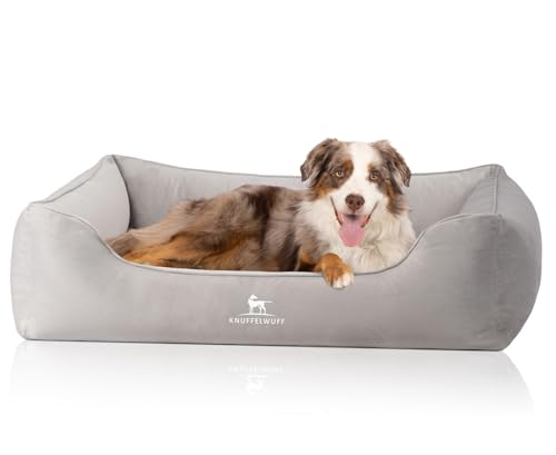 Knuffelwuff orthopädisches Hundebett Jona Samt XL Grau | Memory Foam | Bezug abnehmbar waschbar | gelenkschonend wärmend langlebig | für kleine mittelgroße große Hunde Knuffelwuff orthopädisches Hundebett Jona Samt XL Grau | Memory Foam | Bezug abnehmbar waschbar | gelenkschonend wärmend langlebig | für kleine mittelgroße große Hunde von Knuffelwuff