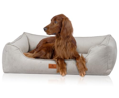 Knuffelwuff orthopädisches Hundebett aus Cord mit Handwebcharakter Nunavut M-L 85 x 63cm Hellgrau - Abnehmbarer Bezug - waschbar - für große, mittelgroße und kleine Hunde Knuffelwuff orthopädisches Hundebett aus Cord mit Handwebcharakter Nunavut M-L 85 x 63cm Hellgrau - Abnehmbarer Bezug - waschbar - für große, mittelgroße und kleine Hunde von Knuffelwuff