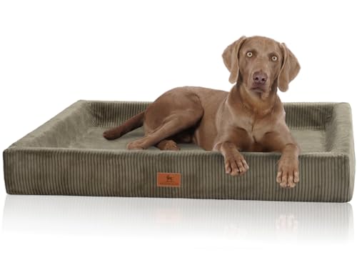 Knuffelwuff orthopädisches Hundebett aus Cord mit Handwebcharakter Santiago M-L 85 x 65cm Khaki - Abnehmbarer Bezug - waschbar - für große, mittelgroße und kleine Hunde Knuffelwuff orthopädisches Hundebett aus Cord mit Handwebcharakter Santiago M-L 85 x 65cm Khaki - Abnehmbarer Bezug - waschbar - für große, mittelgroße und kleine Hunde von Knuffelwuff