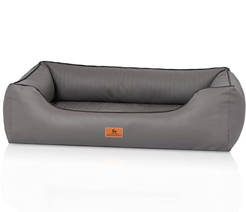 Knuffelwuff orthopädisches Hundebett aus Kunstleder Lovelock M-L 85 x 63cm Grau von Knuffelwuff