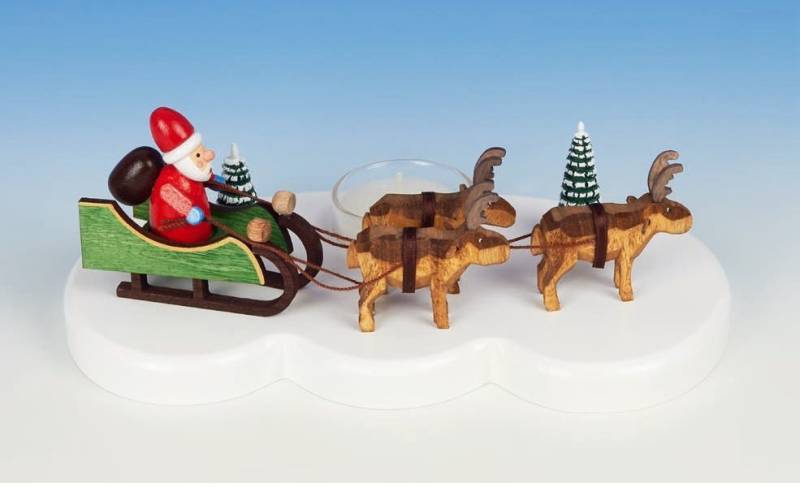 Knuth Neuber Teelichthalter Kerzenständer Weihnachtsmann mit Rentieren bunt Größe 20 cm NEU von Knuth Neuber