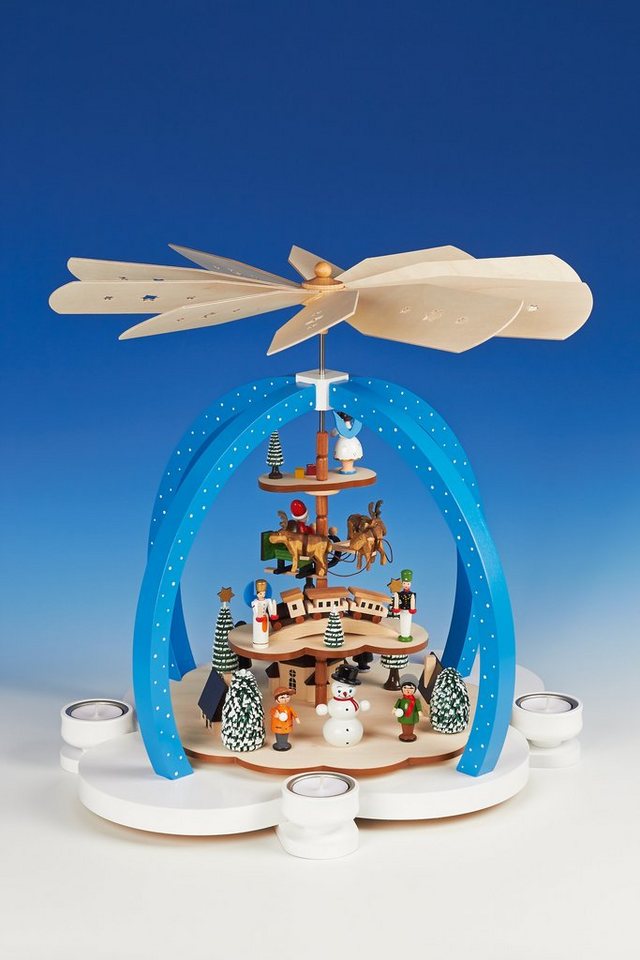 Knuth Neuber Weihnachtspyramide Tischpyramide Pyramide Wolkenzauber bunt Teelicht Höhe 40 cm NEU von Knuth Neuber