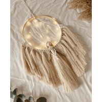 Makramee-Engel Mit Beleuchtung・boho Wandbehang・geschenk Zur Konfirmation, Kommunion, Geburt・schutzengel Wanddeko von Knutkaerlek