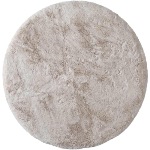 Knutzen Wohnen Arvid Deluxe Hochflorteppich Shaggy 80 cm ⌀ Ivory rund - Teppich Wohnzimmer Hochflor flauschig - Teppich flauschig Kunstfell - Kuschelige Oberfläche mit superweichem Lauferlebnis von Knutzen Wohnen