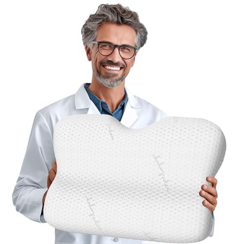 KoKoTex Comfort Nackenkissen Seitenschläfer - Kopfkissen Nackenschmerzen - Memory Foam Pillow - Orthopädisches Kissen - Gesundheitskissen - Anti Falten Schlafkissen Soft 55x40x12 cm von KoKoTex