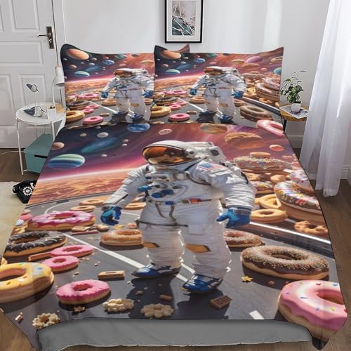 Astronaut's Journey Kinder Bettwäsche 3D Print Betten Set Bettwäsche Set Microfaser Qualität Bettbezug Mit Kissenbezug 3 Teilig Sets Double（200x200cm） von KoNsev