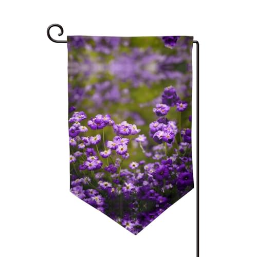 Gartenflagge mit vielen violetten Blumen, doppelseitig, Bauernhaus, Hofflagge, Frühling, Sommer, Außendekoration, 30,5 x 45,7 cm von KoNsev