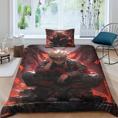 Ninja Fire,3D Shadow Bettbezug Mit Kissenbezug ，Mikrofaser, Bettwäsche Mit Reißverschluss Single（135x200cm） von KoNsev