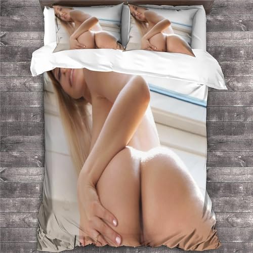 Sexy Women Bettbezug 3 Teilig Sexy Beauty Bettwäsche Set Weich Mikrofaser Mit Kissenbezug Geeignet Für Männer Und Frauen Double（200x200cm） von KoNsev